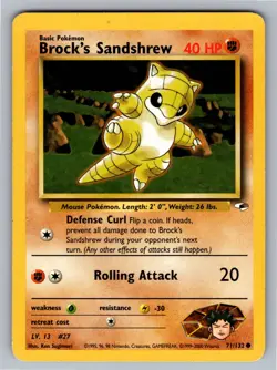 Pokemon TCG Brock's Sandshrew 071/132 Gym Heroes Regular MP - Image 1
