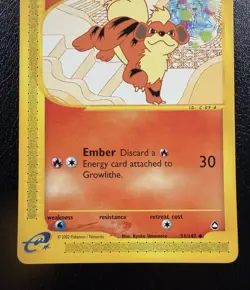Growlithe 51/147 Aquapolis 2002 Pokemon E Series Non-Holo Kyoko Umemoto LP/NM - Image 3