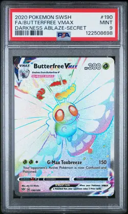 2020 Pokemon SWSH #190 Fa/Butterfree Vmax Darkness Ablaze-Secret PSA 9 - Image 1