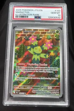 2025 POKEMON JTG EN-JOURNEY TOGETHER ILLUSTRATION RARE #160 MARACTUS PSA 10 - Image 1