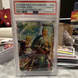 One Piece CCG PSA 10 Roronoa Zoro The Azure Sea's Seven SP Foil EN PRB02-006 - Image 1