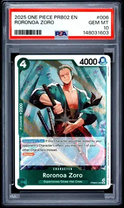 2025 ONE PIECE PRB02-PREMIUM BOOSTER #006 RORONOA ZORO PSA 10 - Image 1
