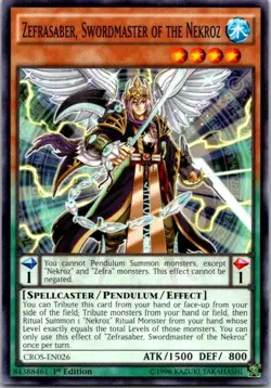 Zefrasaber, Swordsmaster Of The Nekroz CROS-EN026 Yu-Gi-Oh! Card LP 1st Edition - Image 1