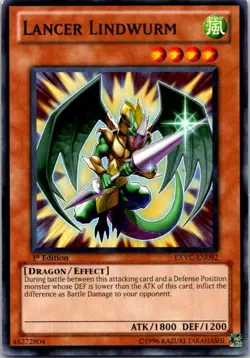 Lancer Lindwurm EXVC-EN092 Yu-Gi-Oh! Card Light Play 1st Edition - Image 1