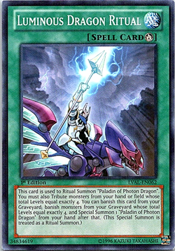 Luminous Dragon Ritual LVAL-EN062 Yu-Gi-Oh! Card Light Play 1st Edition - Image 1