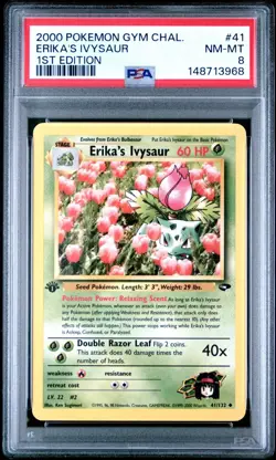 Erika's Ivysaur 1st Edition 41/132 2000 Gym Challenge PSA 8 NM-MT - Image 1