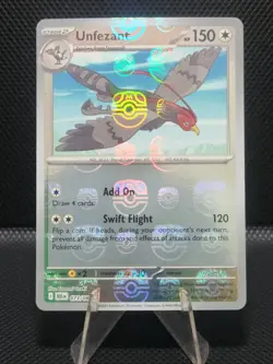 Pokemon TCG Unfezant 073/086 Black Bolt Masterball Reverse Holo Card - Image 1