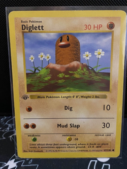 1st Edition Shadowless Diglett 47/102 Base Set Rare Vintage Pokemon Card - LP - Image 1