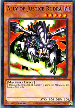 Ally Of Justice Rudra HAC1-EN079 Yu-Gi-Oh! Card NM 1st Edition - Image 1