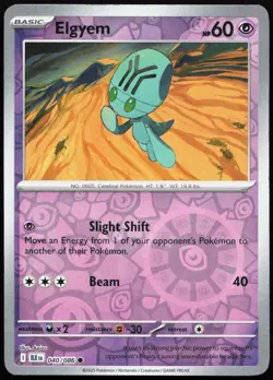 ELGYEM 040/086 COMMON BLACK BOLT POKEMON REVERSE HOLO LP - Image 1