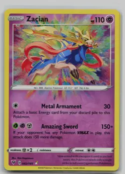 Zacian 082/185 Amazing Rare Vivid Voltage Pokemon Holo Near Mint - Image 1