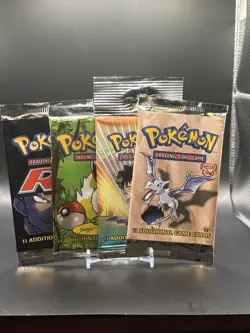 VINTAGE ORIGINAL POKEMON *EMPTY* OPENED BOOSTER PACKS WRAPPER LOT OF 4 - Image 1