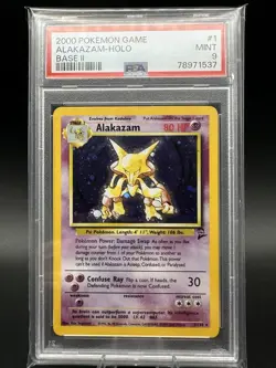 Pokemon Alakazam Base Set 2 Holo Rare #1 PSA 9 Mint - Image 1