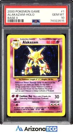 Pokemon 2000 Alakazam 1/130 Holo Base Set 2 GEM MINT PSA 10 - Image 1
