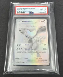 Pokemon 2025 WHT en White Flare Reshiram EX #173/086 Black White Rare PSA 10 - Image 1