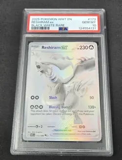 Pokemon 2025 WHT en White Flare Reshiram EX #173/086 Black White Rare PSA 10 - Image 3