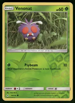 2019 Venonat (10) 10/214 Common Reverse Holo NM SM - Unbroken Bonds Pokemon - Image 1