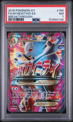 PSA 7 2015 Pokemon XY Breakthrough Full Art Mega M Mewtwo EX 160/162 Holo Rare - Image 1