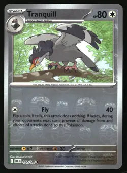TRANQUILL (MASTER BALL PATTERN) 072/086 COMMON BLACK BOLT POKEMON HOLO NEAR MINT - Image 1