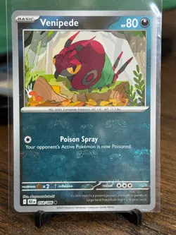 Pokemon Venipede (Master Ball Pattern) 054/086 Holo SV: Black Bolt Common NM - Image 1