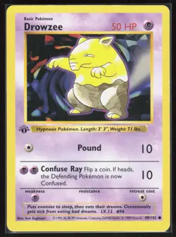 Drowzee 49/102 Common Base Set Shadowless Pokemon 1st Edition 1-11-33 - Image 1