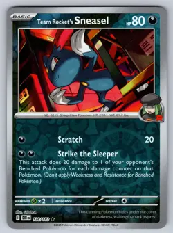 Team Rocket's Sneasel 128/182 Rare Destined Rivals Pokemon Reverse Holo NM - Image 1