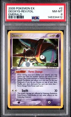 2005 POKEMON EX EMERALD #2 DEOXYS-REVERSE FOIL PSA 8 - Image 1