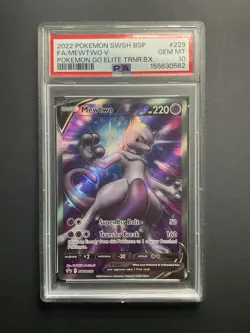 Mewtwo V 229 PSA 10 2022 Pokemon SWSH BSP Pokemon GO Elite Trainer Box - Image 1
