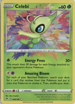 Celebi 009/185 Amazing Rare Vivid Voltage Pokemon Holo Near Mint - Image 1
