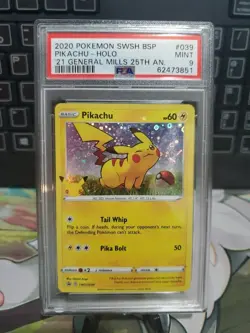 2020 Pokemon Promo General Mills 25th #039 Pikachu HOLO PSA 9 - Image 1