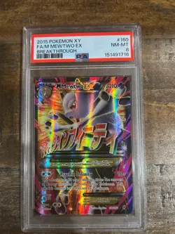 POKEMON 2015 XY Breakthrough Full Art M MEWTWO EX #160 PSA 8 RARE - Image 1