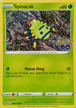 006/078 SPINARAK | COMMON | POKEMON GO POKEMON CARD - Image 1