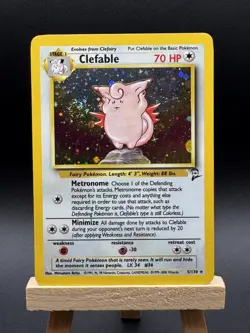 Pokemon TCG Clefable Base Set 2 Holo Unlimited Rare Card 5/130 Swirl - Image 1
