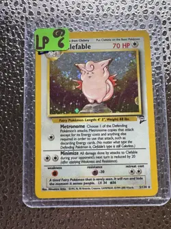 Pokemon TCG Clefable Base Set 2 Holo Unlimited Rare Card 5/130 Swirl - Image 3