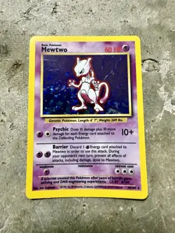 Pokemon Mewtwo Holo 10/102 Base Set Unlimited Rare Card WOTC 1999 - Image 1