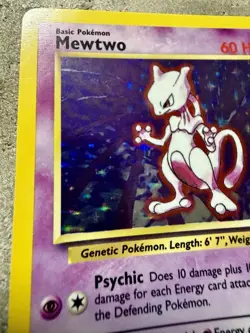 Pokemon TCG Mewtwo Holo 10/102 Base Set Unlimited Rare 1999 WOTC - Image 2