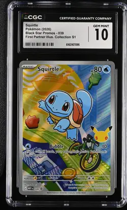 Pokemon Squirtle Black Star Promo 039 First Partner Illus. Coll. S1 CGC 10 - Image 1
