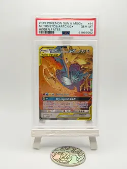 Pokemon Moltres Zapdos Articuno GX 44/68 PSA 10 EN Hidden Fates Tag Team - Image 1