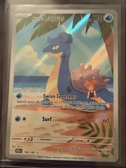2025 Pokemon Destined Rivals Misty’s Lapras 194/182 Illustration Rare Holo NM - Image 3