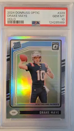 Panini 2024 Donruss Optic Drake Maye Rated Rookie Holo Prizm #229 PSA 10 - Image 1