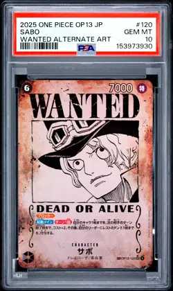 2025 ONE PIECE JAPANESE OP13-CARRYING ON HIS WILL #120 SABO PSA 10 - Image 1