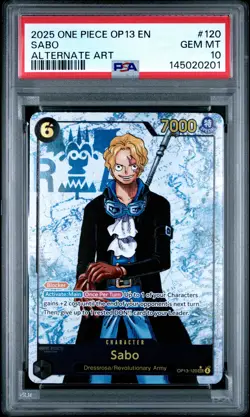 2025 ONE PIECE OP13-CARRYING ON HIS WILL ALTERNATE ART #120 SABO PSA 10 - Image 1