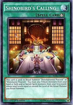 Shinobird's Calling RATE-EN060 Yu-Gi-Oh! Card Light Play 1st Edition - Image 1
