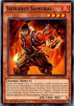 Shiranui Samurai BOSH-EN034 Yu-Gi-Oh! Card Light Play 1st Edition - Image 1