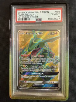 2018 POKEMON SUN & MOON CELESTIAL STORM #160 FULL ART/RAYQUAZA GX PSA 10 - Image 4