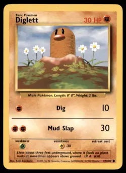 1999 Pokemon Base Unlimited #47 Diglett C - Image 1