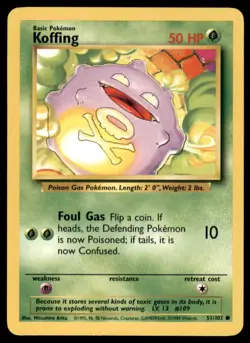 1999 Pokemon Base Unlimited #51 Koffing C - Image 1
