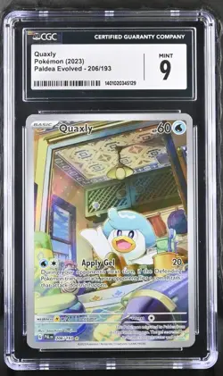 CGC Mint 9 Quaxly 206/193 Illustration Rare Pokemon Paldea Evolved - Image 1