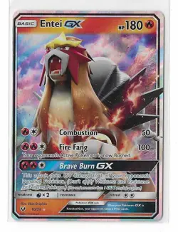 Entei GX 10/73 Shining Legends Sun & Moon Ultra Rare Pokemon TCG Card NM - Image 1