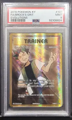Pokemon TCG Brock's Grit XY Evolutions 107/108 Holo Full Art PSA 9 MINT - Image 1